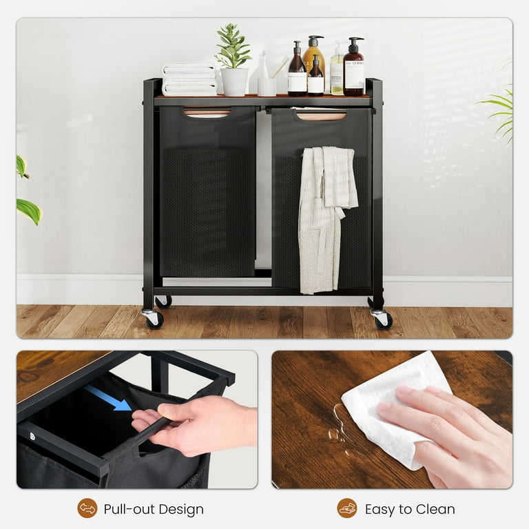 EDX Laundry Hamper, 2 Pull-Out Removable Bags, Clothes Sorter with