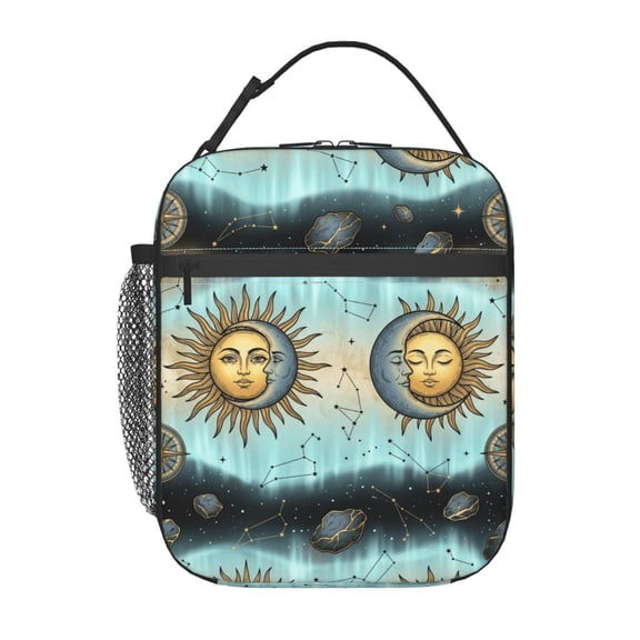 Sun And Moon Insulated Lunch Box For Women & Men, Reusable Lunch Bag For Office, Picnic, Work, Travel, Celestial Theme Lunch Box