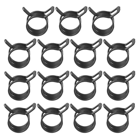 Uxcell Spring Band Hose Pipe Clamps for 12-13.6mm OD Hose, 15 Pack Silicone Vacuum Constant Tension Clips, Black