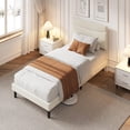 thumbnail image 1 of Towallmark Modern Upholstered Platform Bed Frame with Headboard – Twin Size, Wooden Slats, Noise-Free, Underbed Storage, No Box Spring Required, Easy Assembly, offwhite, 1 of 9
