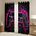thumbnail image 2 of Feelyou 3D Video Gamepad Curtains Pack of 2 (42x84 Each) for Kids, Modern Gaming Gamer Player Curtains Blackout, Pink Neon Honeycomb Bedroom Curtains, Window Curtains Home Decor, 2 of 6
