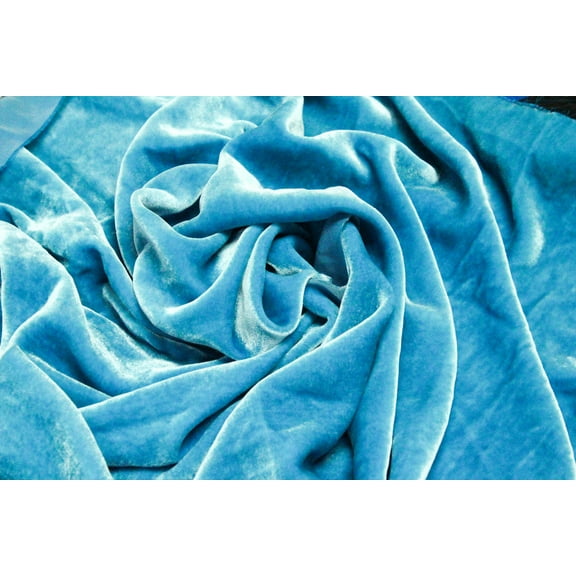 DECORATIVE SILK INC. SILK RAYON VELVET SOLID FABRIC 45” WIDE By The Yard ( TURQUOISE )