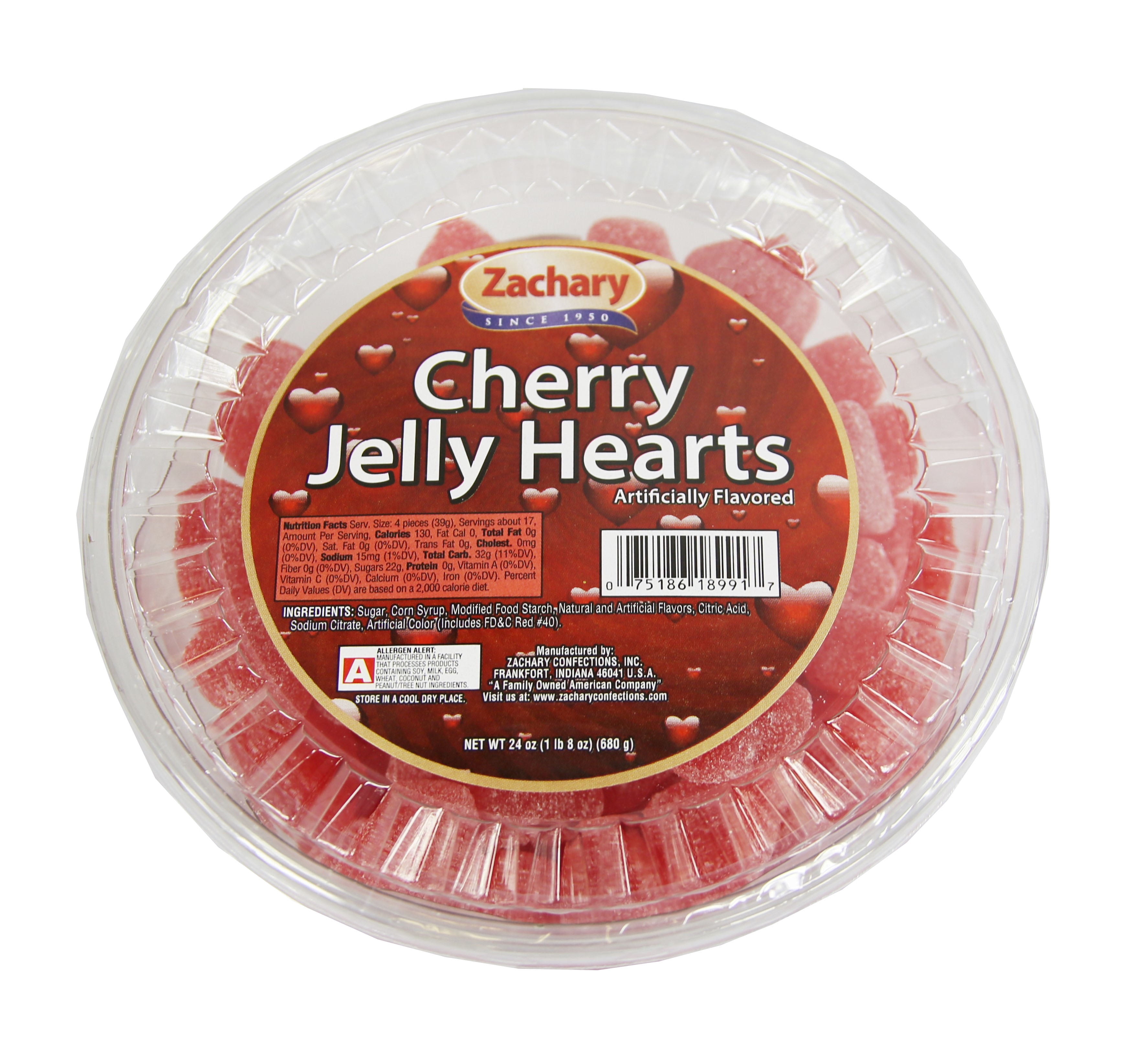 Zachary Cherry Jelly Heart Candy, 24 oz. Tub