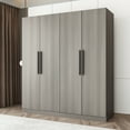 thumbnail image 4 of OxyLife Armoire Wardrobe Closet with 4 Doors & 2 Hanging Rods, Wooden Clothing Storage Cabinet for Bedroom,Grey, 4 of 8