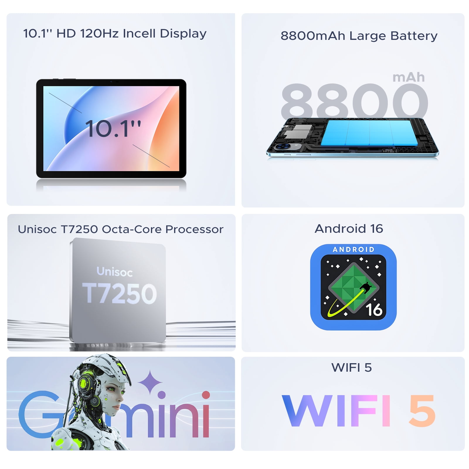 POCKAM P10PRO 10.1 inch Tablet, Android 16 Tablets with 120Hz Display, 48GB+128GB/2TB, T7250 Octa-Core, 8800mAh, Widevine L1, Gemini AI, 13MP+5MP, 3.5mm Headphone, Keyboard, Pen