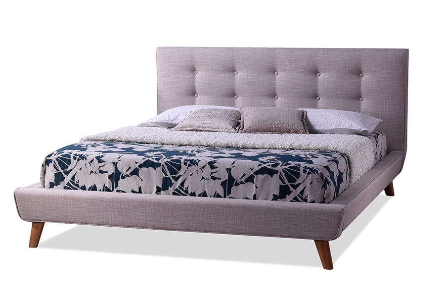 Skyline Decor Jonesy Scandinavian Style Mid Century Beige Fabric Upholstered King Size Platform Bed Com Skyline Decor Jonesy Scandinavian Style, Scandinavian Platform Bed King Size Mattress