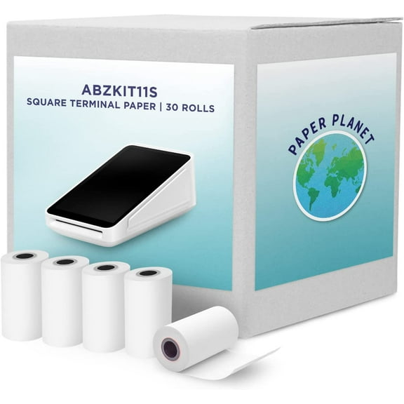 Thermal Paper for Square POS (Square Terminal Thermal Printer) by Paper Planet | Credit Card Machine Receipt Paper for Square Terminal | 30 Rolls