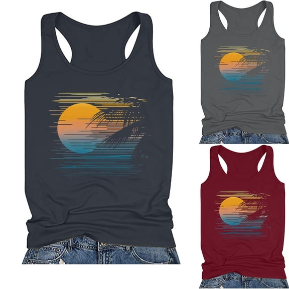 ibuvkizy Women's Drinking Tank Tops Adult Girls Beach Funny Graphic Racerback Tanks Vest Sayings Blouse
