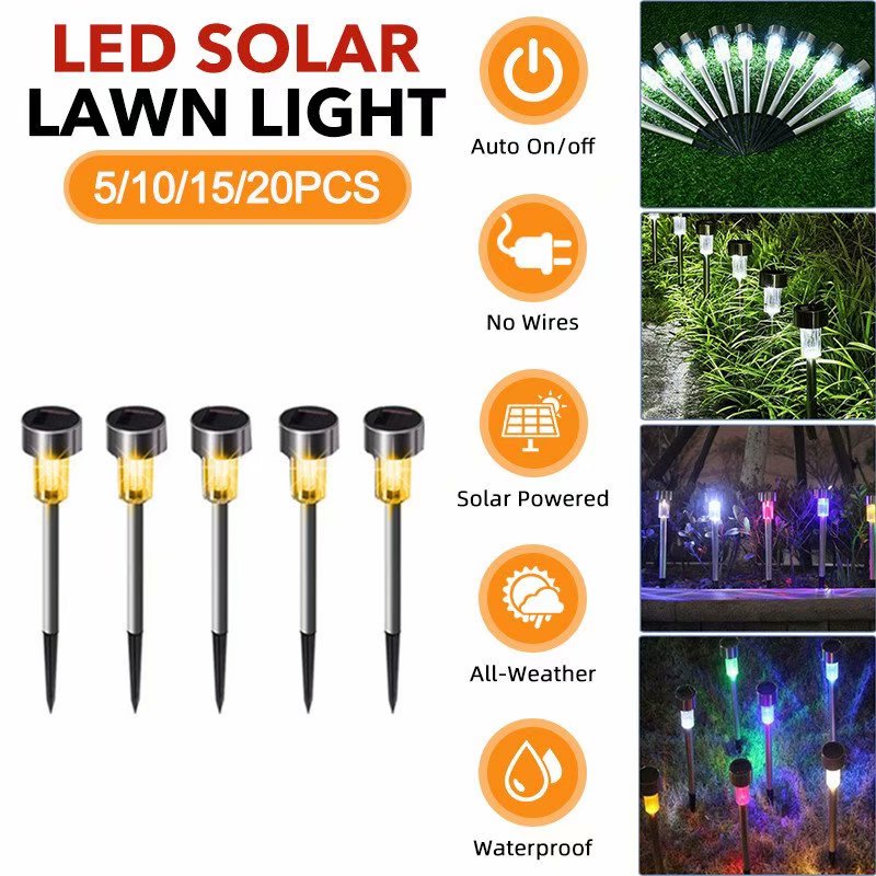 VicTsing 5PCS Outdoor Solar Lawn Light White Warm White Multicolor Waterproof Garden Light Courtyard Patio Pathway Lawn Light - image 1 of 7