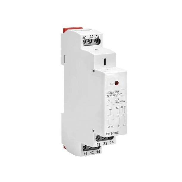 Methold Relé intermedio Carril DIN 35mm Luz indicadora LED Antiflaming Reemplazo portátil Relés de interruptor auxiliar para edificios de oficinas Electrónica miscelánea AD24V