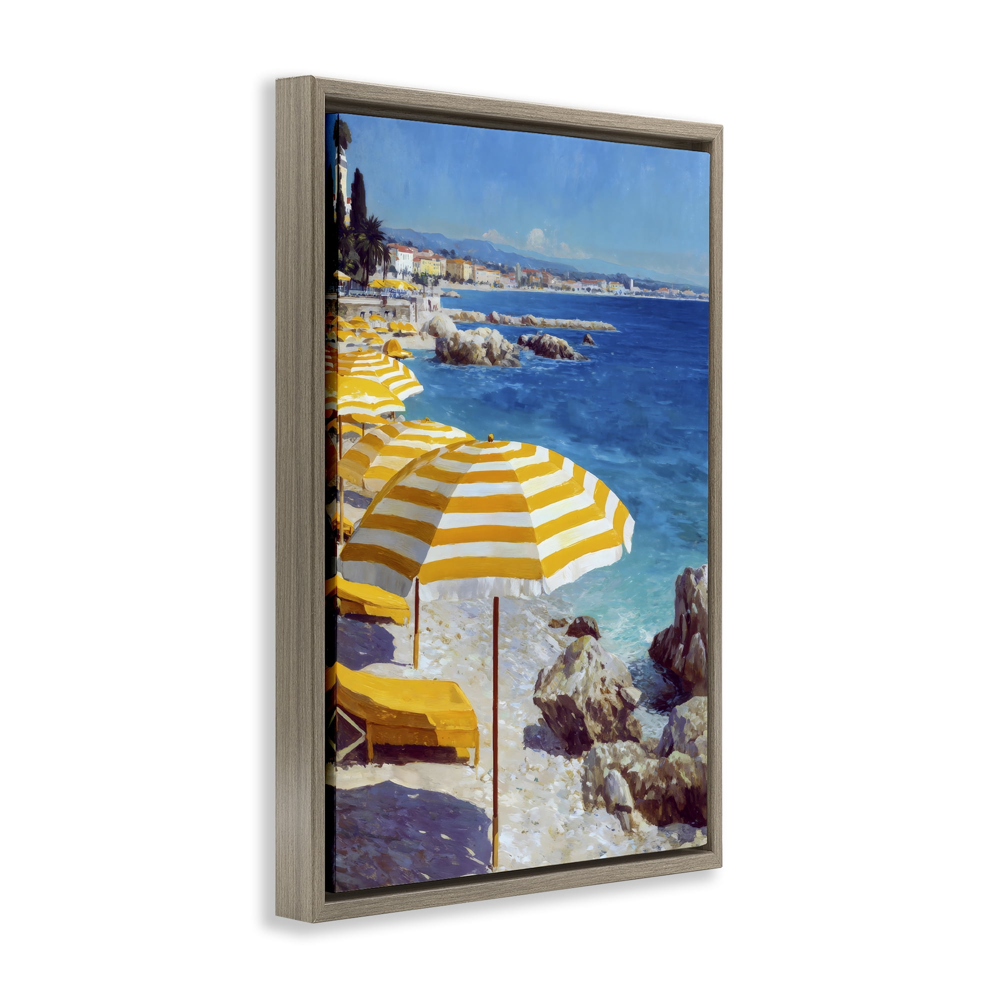 Stupell Industries Sunshine on the Shore Brown Framed Floater Canvas Wall Art, design by Petal Prints Design