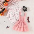 thumbnail image 4 of kamemir Baby Girl Thanksgiving Christmas Outfit Ruffle Romper Suspender Skirt Set Overall Dress Clothes(Red,6-12 Months), 4 of 6