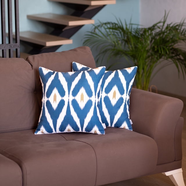 Ikat Housse de Coussin Décorative Carrée 18 Pouces (Ensemble de 2)