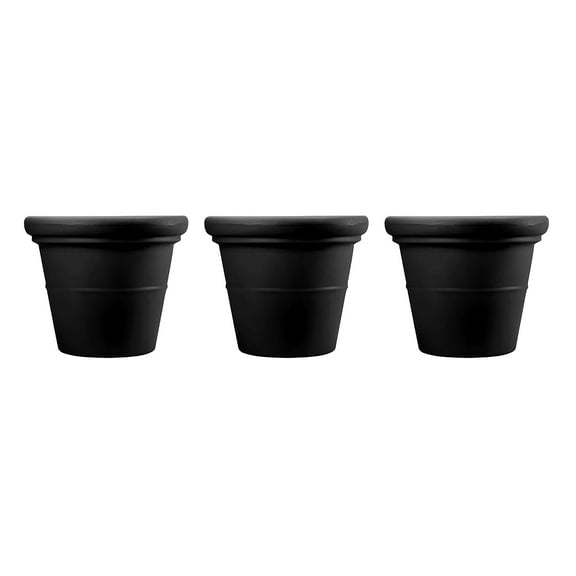 HC Companies 17" Terrazzo Round Planter Pot with Heavy Rim, Black (3 Pack)