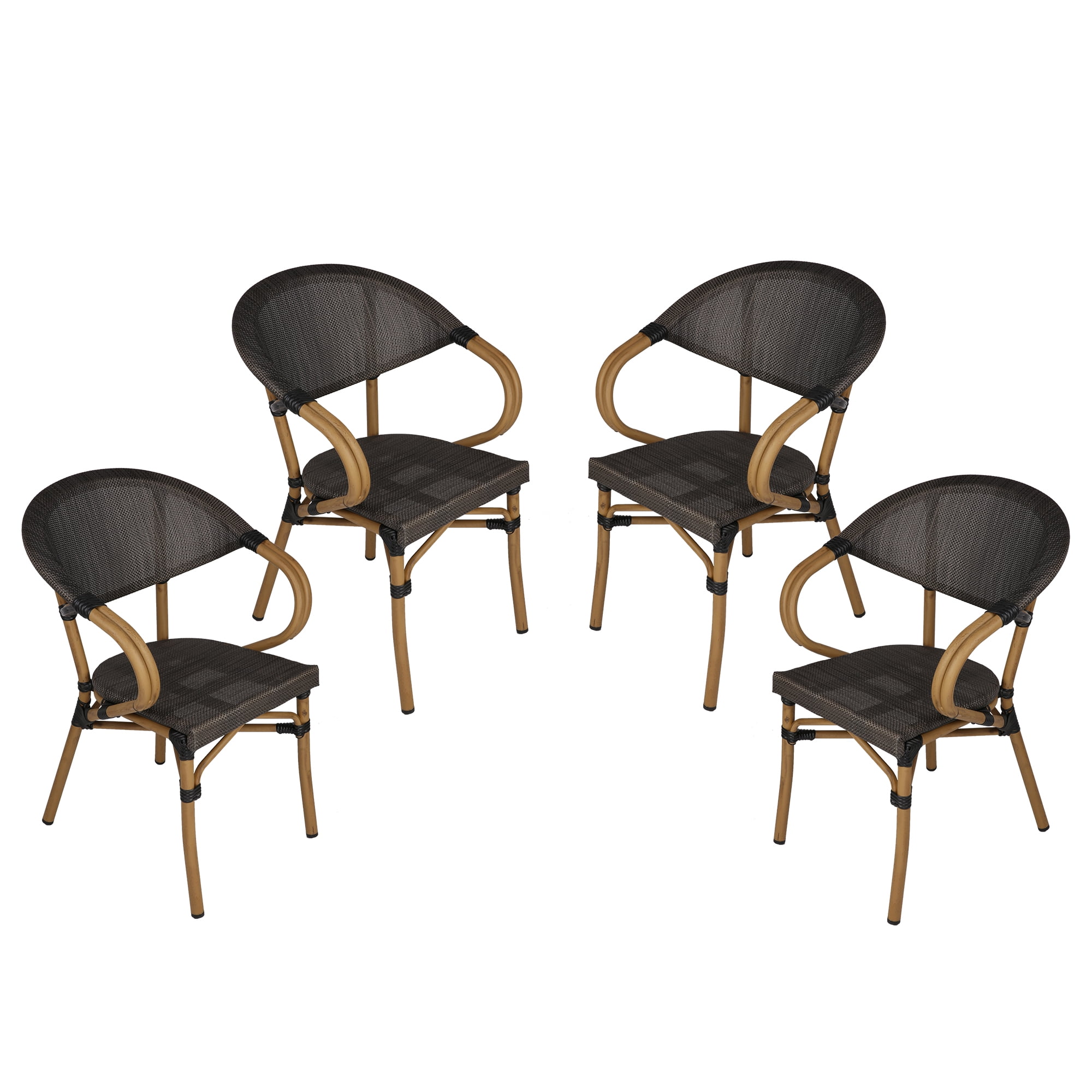 KARMAS PRODUCT Stackable Outdoor Patio Dining Chairs Set of 4 Aluminum