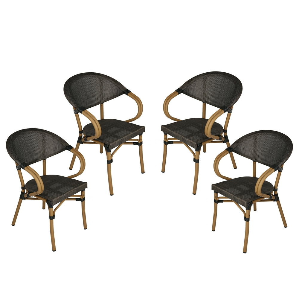 KARMAS PRODUCT Stackable Outdoor Patio Dining Chairs Set of 4 Aluminum