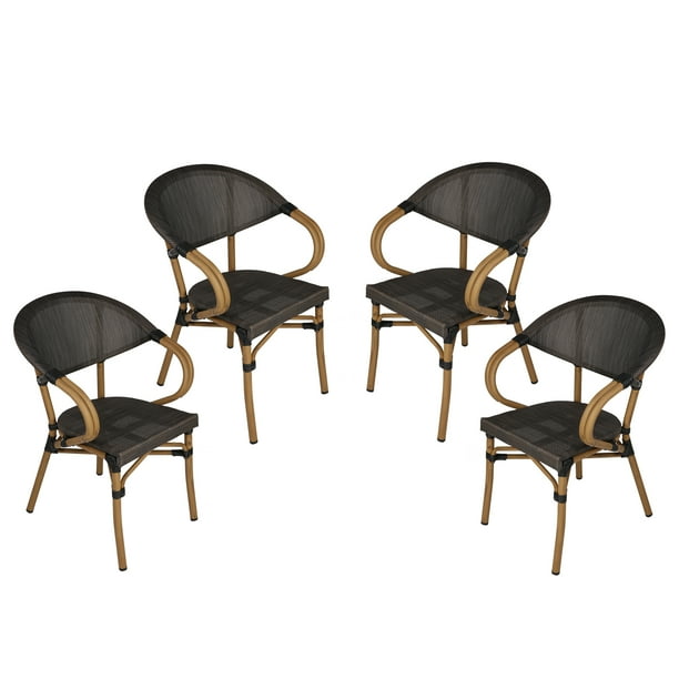 KARMAS PRODUCT Stackable Outdoor Patio Dining Chairs Set of 4 Aluminum