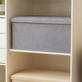 thumbnail image 4 of Taburete con reposapiés de Almacenamiento, Tela otomana de Almacenamiento, Elegante, Resistente, Plegable, Multifuncional Para Dormitorio Para Dormitorio, 4 of 7