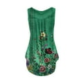 thumbnail image 4 of Xyxonk Tops for Women Plus Size V Neck Sleeveless Tank Tops Blouses Fashion Flowy Pleated Floral Printed Tops To Wear with Leggings Green 4XL, 4 of 4