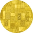 thumbnail image 1 of Ahgly Company Machine Washable Indoor Round Patchwork Yellow Transitional Area Rugs, 3' Round, 1 of 4