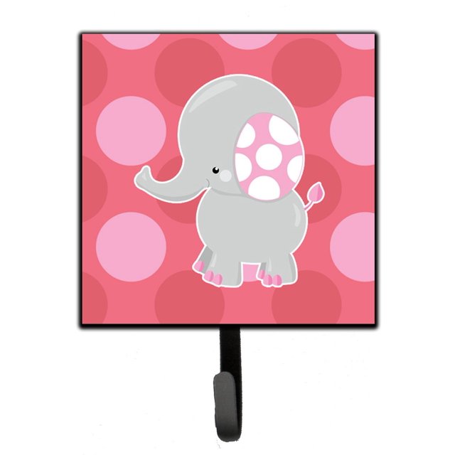 ""Caroline'S Treasures Gancho De Pared Con Diseño De Elefante Y Lunares Grandes, Pequeño, Multicolor""