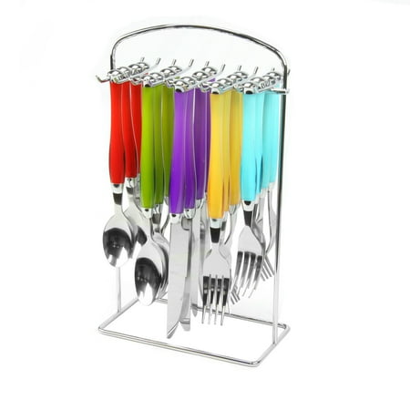 UPC 085081290946 product image for Gibson Santoro 20pc Colorful Stainless Steel Flatware Set w/Hanging Storage Rack | upcitemdb.com