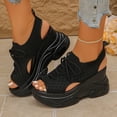 thumbnail image 3 of Rokment Womens Platform Wedge Athletic Mesh Walking Nursing Sandals 2026 Comfortable Knit Lace up Open Toe Chunky High Heels Slip on Summer Shoes Black Size 6.5, 3 of 6