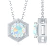 thumbnail image 3 of Rosec Jewels Ethiopian Opal Pendant Necklace with Chain - 6 mm Round October Birthstone - AAA Quality - Ready to Gift for Birthday, 10K White Gold, 3 of 9