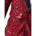 thumbnail image 6 of iiniim Kids Boys Shiny Sequins Tuxedo Suit Jacket Coat for Halloween Party Festival Dance 6-16 Burgundy 12, 6 of 7