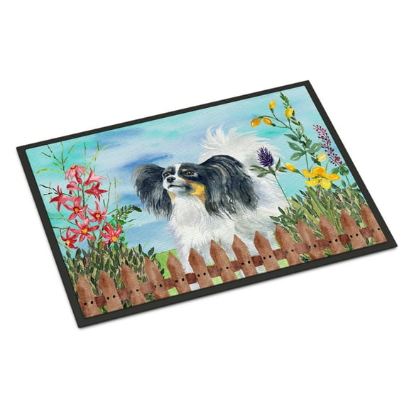 Carolines Treasures CK1219MAT Papillon Spring Door Mat Indoor Rug or Outdoor Welcome Mat 18x27 Doormat 27"L x 18"W