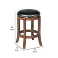 thumbnail image 5 of Ovi 24 Inch Wooden Swivel Counter Stool Faux Leather Seat Walnut Brown - Saltoro Sherpi, 5 of 6