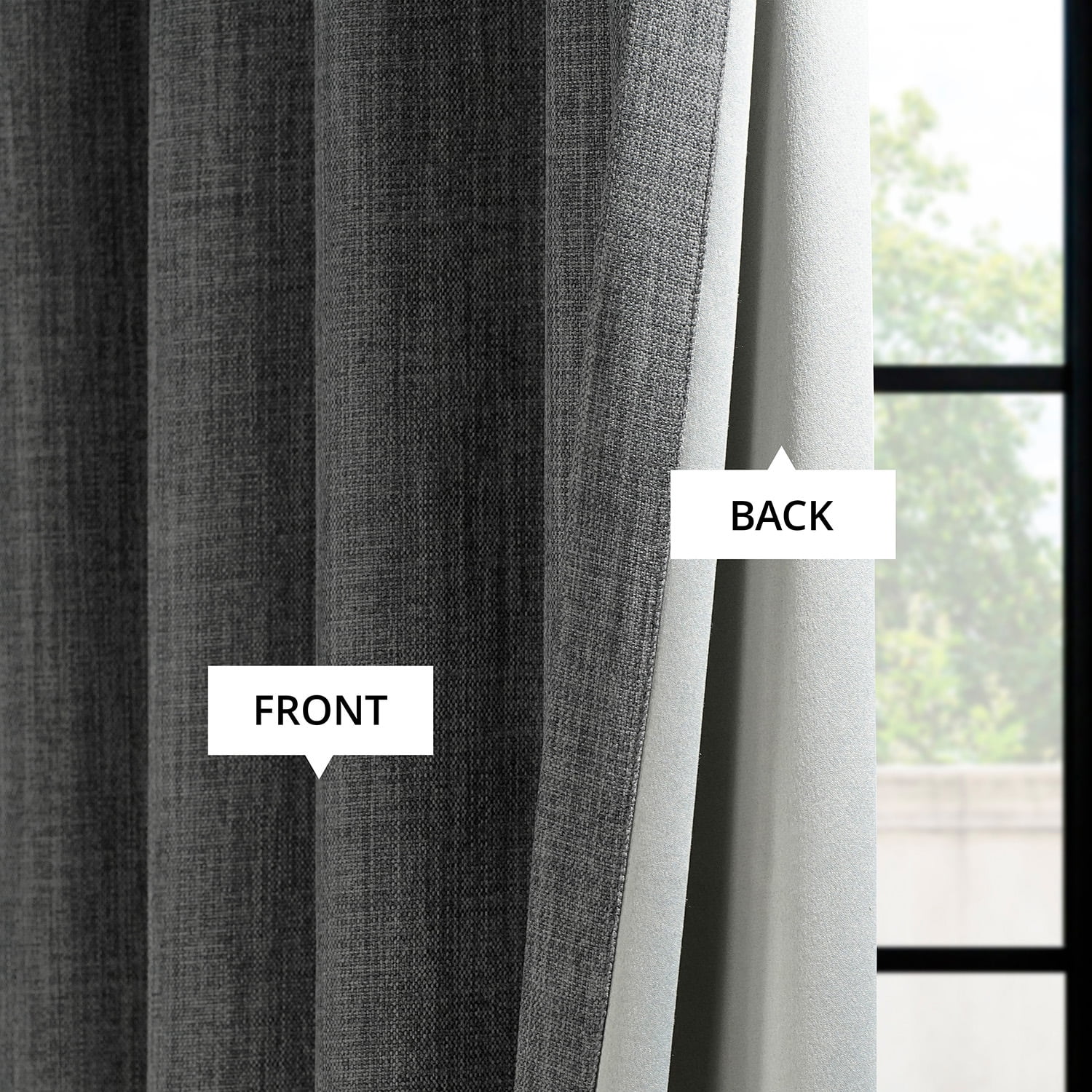 HPD Half Price Drapes Dark Gravel Grommet Faux Linen Room Darkening Curtains for Bedroom & Living Room Curtains (1 Panel), Door & Window Curtains 120 inches long, Grommet Curtains, 50W X 120L