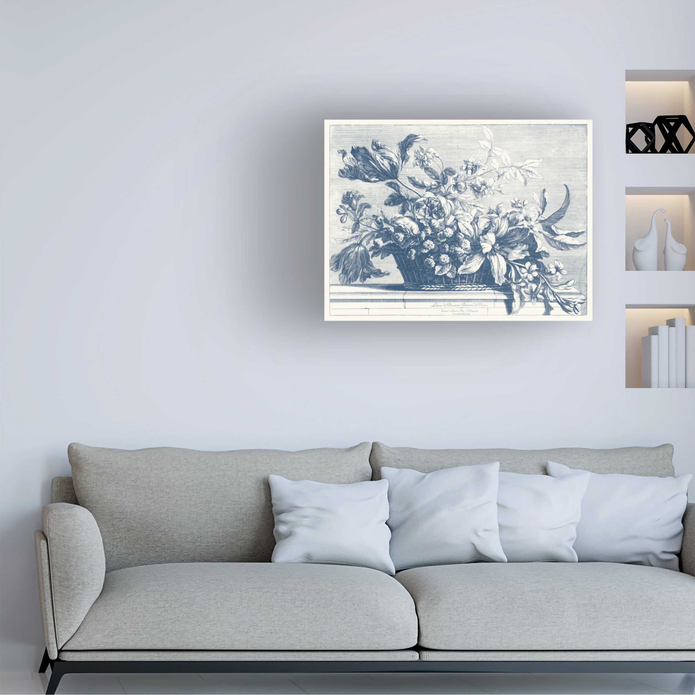 Giovanni Baptiste 'Navy Basket of Flowers I' Canvas Art