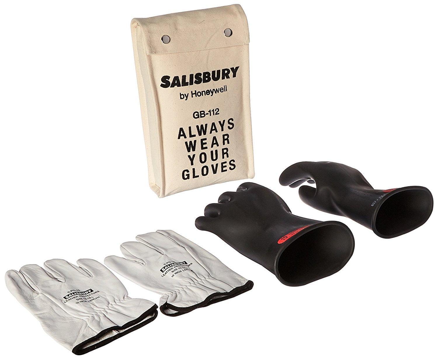 Salisbury GK011B/10 Insulated Glove Kit, Class 0, Black, 11"L, Size 10