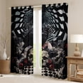 thumbnail image 2 of Castle Fairy Animal Black Crow Black Out Curtains for Boys Girls,Gothic Floral Rose Skull Curtains Pack of 2 (42x63 Each),Geometric Plaid Grid Bedroom Curtains,Lightweight Room Decor, 2 of 6