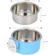 thumbnail image 4 of Cuenco de comida para perros y gatos, alimentador de mascotas de acero inoxidable, cuenco colgante 2 en 1, soporte de jaula para animales pequeños, perro, gato, conejo, pájaro, azul, 4 of 5