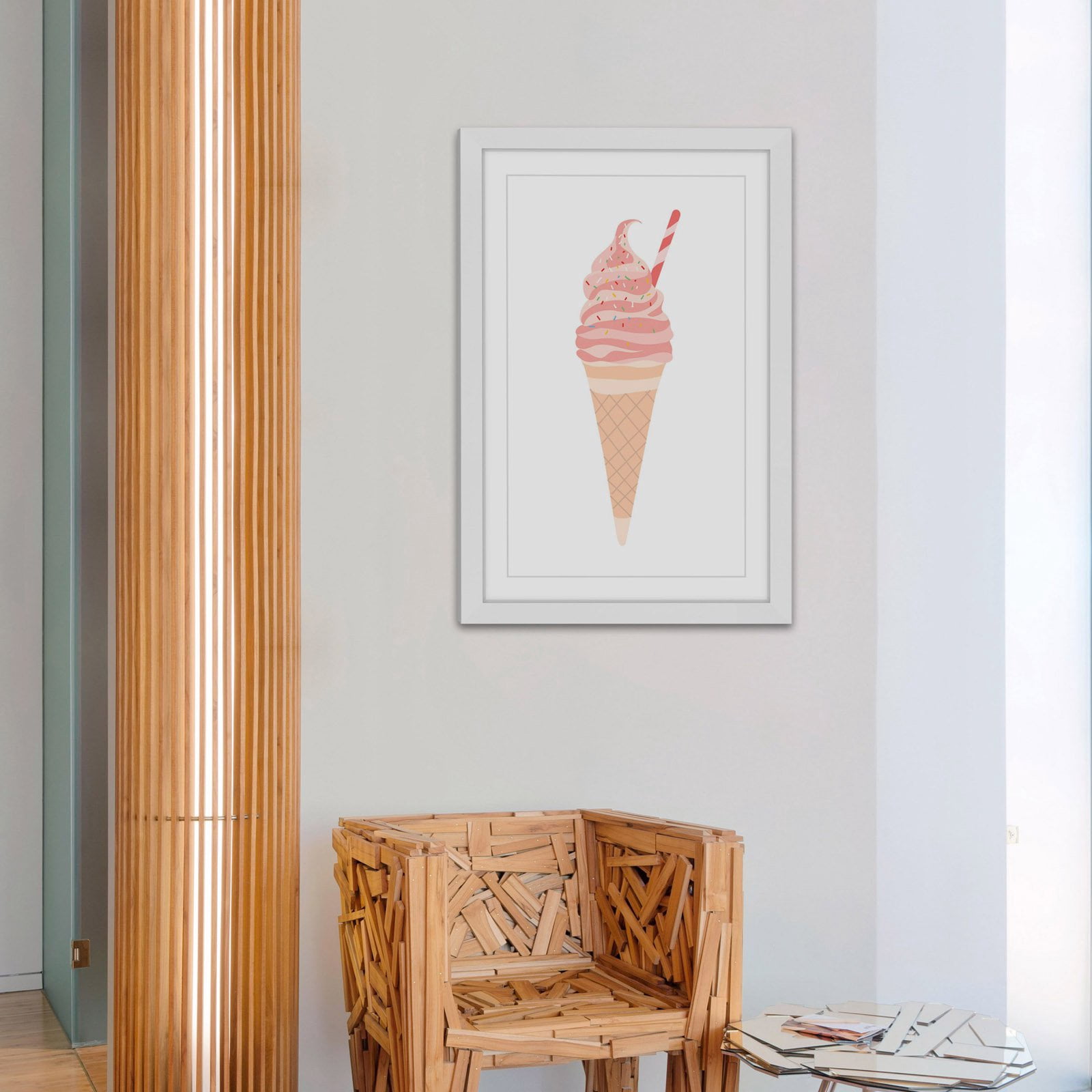 "Pink Cone" Framed Painting Print