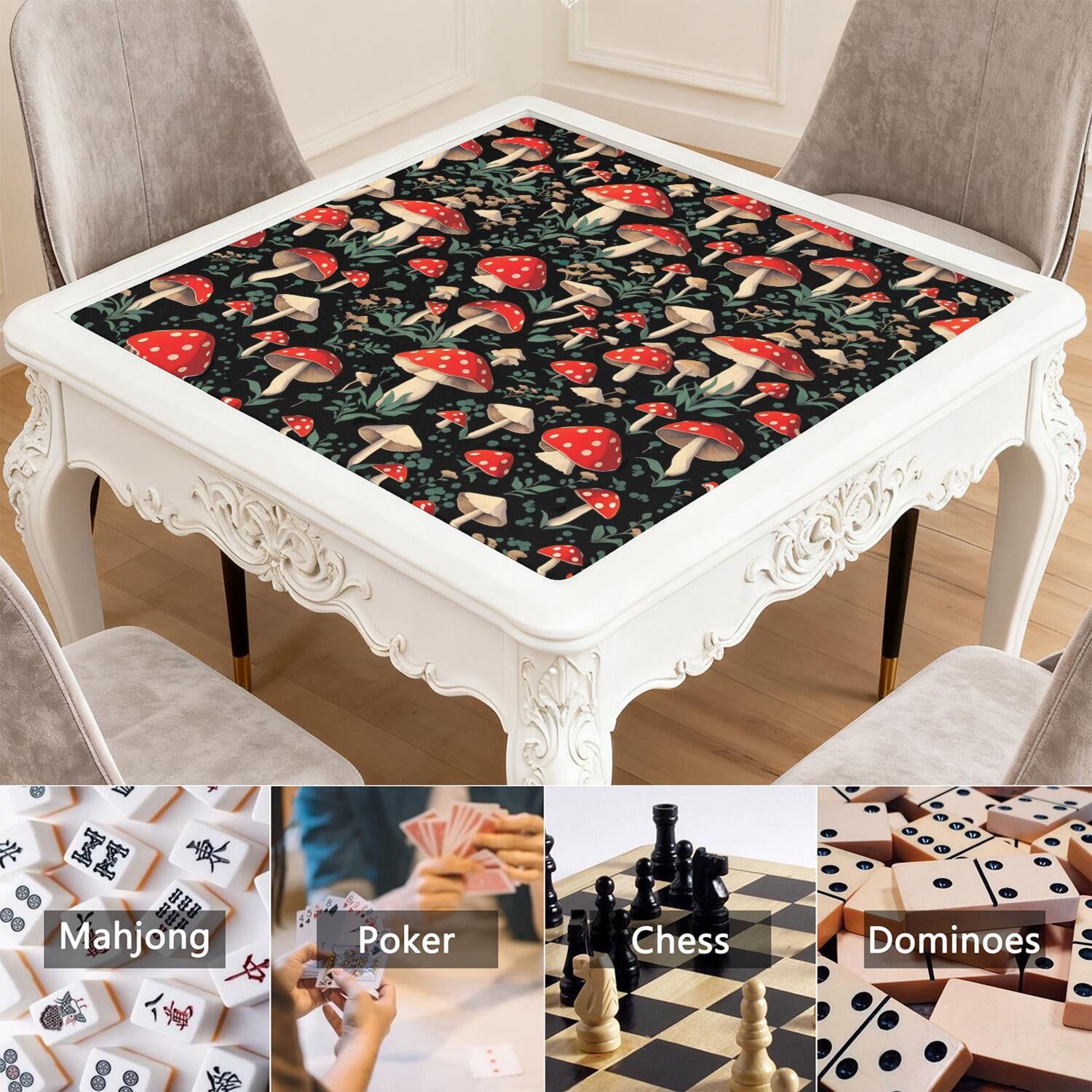 31.5 Inch Square Botanical Table Pad Made of Premium Rubber Material with Anti-Slip Non-Slip Grip and Noise Reducing Features for Board Games Cards