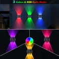 thumbnail image 6 of 2Pcs Solar Fence Lights, Outdoor Waterproof RGB Color Glow LED, Solar Wall Lights Up and Down Lighting for Pool, Rail, Porch, Backyard, Deck Railing, Garden, 6 of 7