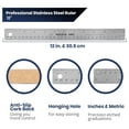 thumbnail image 3 of Unbranded Stainless Steel Metal Ruler with Non-Slip Cork Back, Inch and Metric Graduations, 12 Inch, 3 of 6