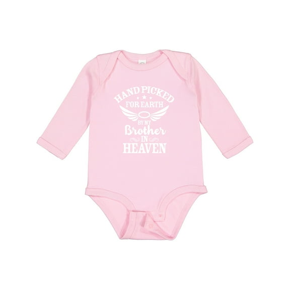 Inktastic Handpicked for Earth by My Brother in Heaven Angel Wings Boys or Girls Long Sleeve Baby Bodysuit