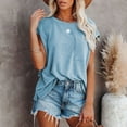 thumbnail image 4 of Women's summer solid color pocket off-shoulder round neck short-sleeved tops for women, 4 of 5