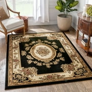 Well Woven Pastoral Medallion Black French European Formal Traditional 5x7 (5'3" x 7'3") Area Rug Easy to Clean Stain/Fade Resistant Modern Contemporary Floral Thick Soft Plush Living Dining Room Rug