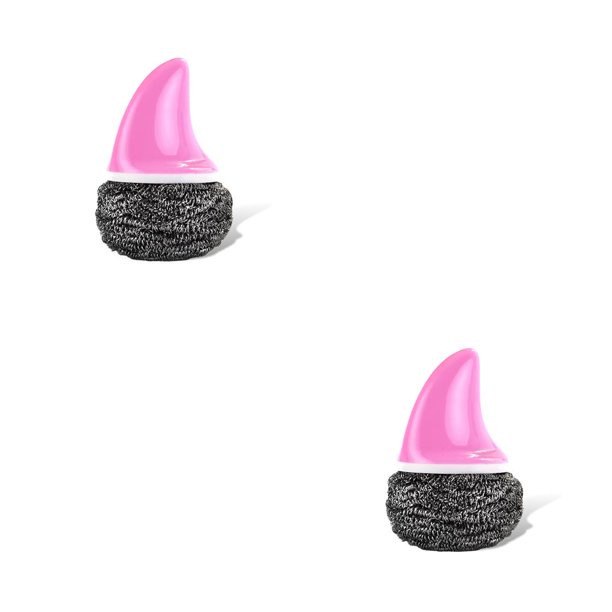 Monstrate Cepillo de limpieza de bola de alambre de acero inoxidable, fregador extraíble para lavado, fregadero de baño, utensilios para Rosado Caramelo 2piezas