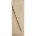 thumbnail image 2 of Ekena Millwork 16 1/2"W x 34"H Rustic Three Board Joined Board-n-Batten Pecky Cypress Faux Wood Shutters w/Z-Board (Per Pair), Primed Tan, 2 of 10