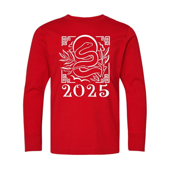 Inktastic 2025 Chinese New Year Snake Long Sleeve Youth T-Shirt