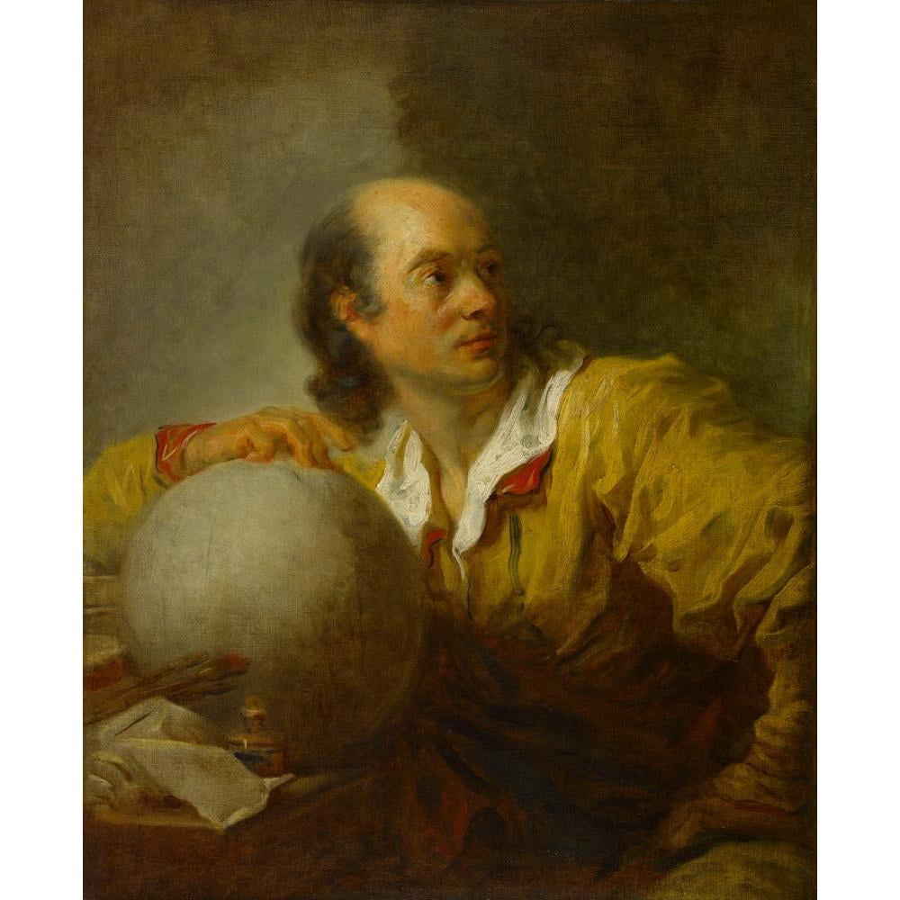 Jean-Honoré Fragonard 12x14 Black Modern Framed Museum Art Print Titled - Jerome De La Lande (1767 - 1768)