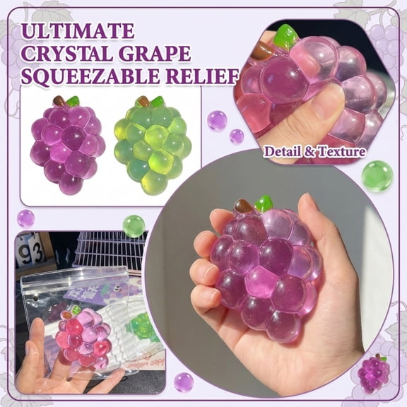 Fidget Decor, Stress Decor, Squishies Slow Rising, 3X2 in, Translucent Green Grape, Sensory Squeeze Decor, Stretchy Fidget Decor, Silicone, Desktop Decor, 1 Pc