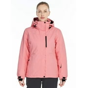 FREE SOLDIER Women's Waterproof Ski Snow Jacket Fleece Lined Warm Winter Rain Jacket Pink L