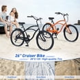 thumbnail image 4 of Cruiser Bike, 26 Inch Beach Bike with Front Rear Wheel V Brake, 7 Speed Drivetrain bicycle with Front and Rear Fenders, for Men and Women Comfort Beach Riding, 4 of 5